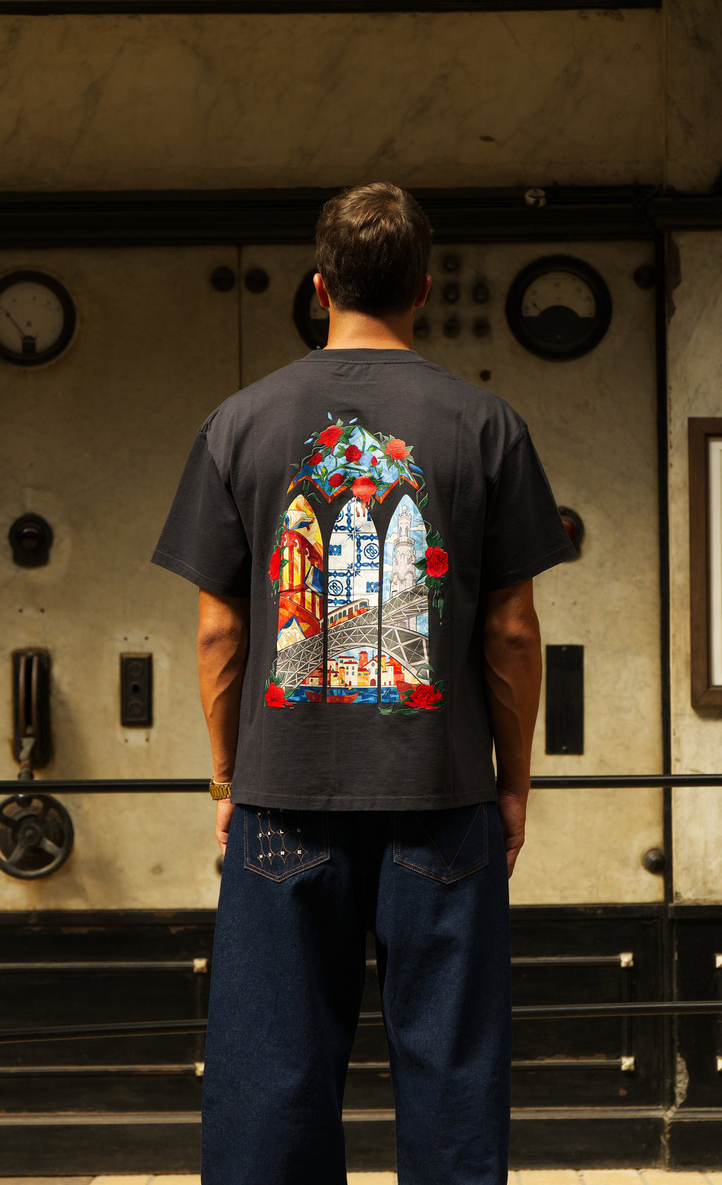 Invicta Tee, back embroidery, worn