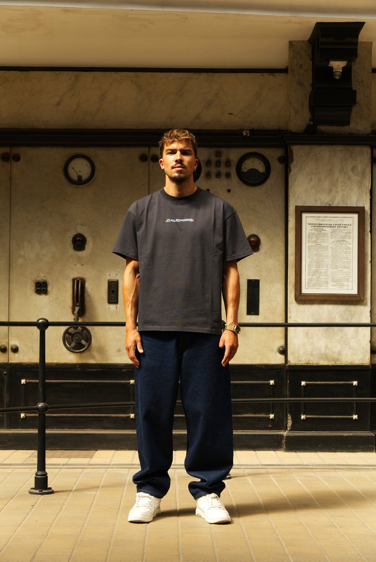 The tee, worn, in the power station of Porto’s tram museum